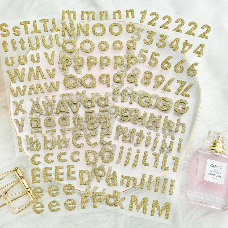 

KSCRAFT Gold Letters And Numbers 3D Die Cut Self-adhesive Stickers for Scrapbooking Happy Planner/Card Making/Journaling Project
