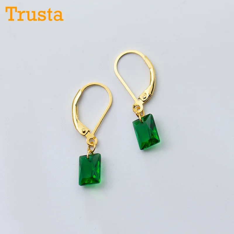 

Trusta 2018 Fashion 100% 925 Solid Sterling Silver Synthetic Emerald Charm Stud Earrings For Women Sterling-silver-jewelry DS987