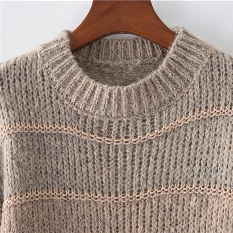 fashion stripe pullover women 2018 casual women's sweater knitted pulover feminino manga longa inverno dropshipping #F#40OT5 (4)
