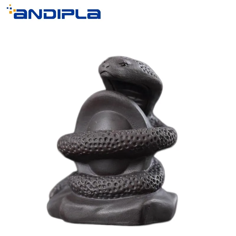 

Authentic Yixing Purple Clay Lucky Tea Pet Chinese Zodiac Snake Figurine Boutique Creative Ceramic Craft Feng Shui Ornaments New