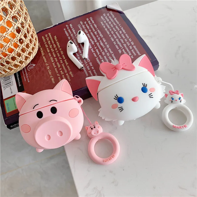 For AirPods Case Cute Cartoon Lovely Pig Cat Soft Silicone Wireless Bluetooth Earphone Cases For Apple Airpods 2 Cover Funda