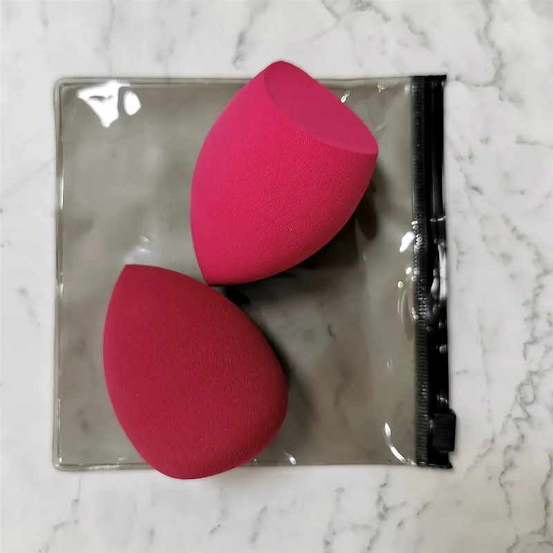 2pcs Beauty Makeup Sponge Puff Set Powder Foundation Blending Sponge Latex-Free Dry Wet Use Cosmetic Egg Mix Color 2 Shapes+ Bag