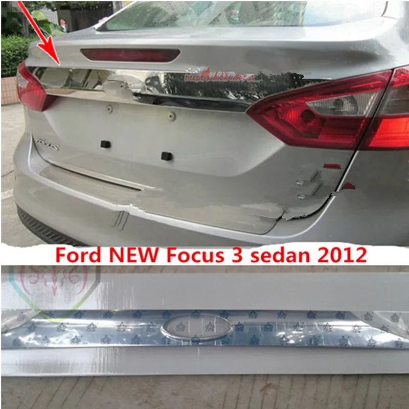 

car-styling For Ford New Focus 3 Sedan 2012 Chrome Rear Boot Door Trunk Lid Cover Trim TAILGATE GARNISH Accessories
