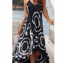 Популярные женские летние пляжные платья с лямкой на шее, длинное платье, сарафан, купальник, пляжная одежда, накидка, купальный костюм