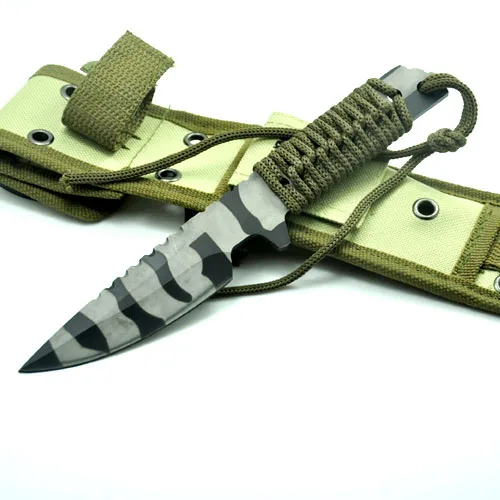 Лучший Горячая Высокое качество тактический нож с фиксированным лезвием камуфляж оболочка кемпинг охотничий нож Выживание Ножи