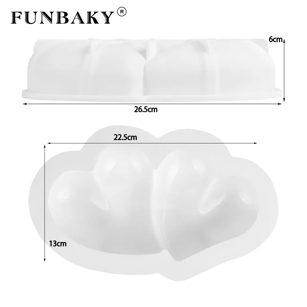 FUNBAKY большая силиконовая форма для торта в форме двойного сердца 3D сковорода