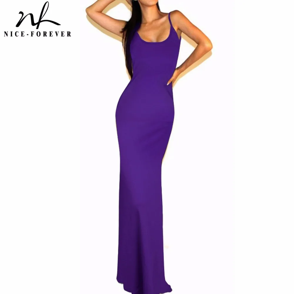 Nice forever Solid Fit and Flare Sexy women summer font b Dress b font Spaghetti Strap
