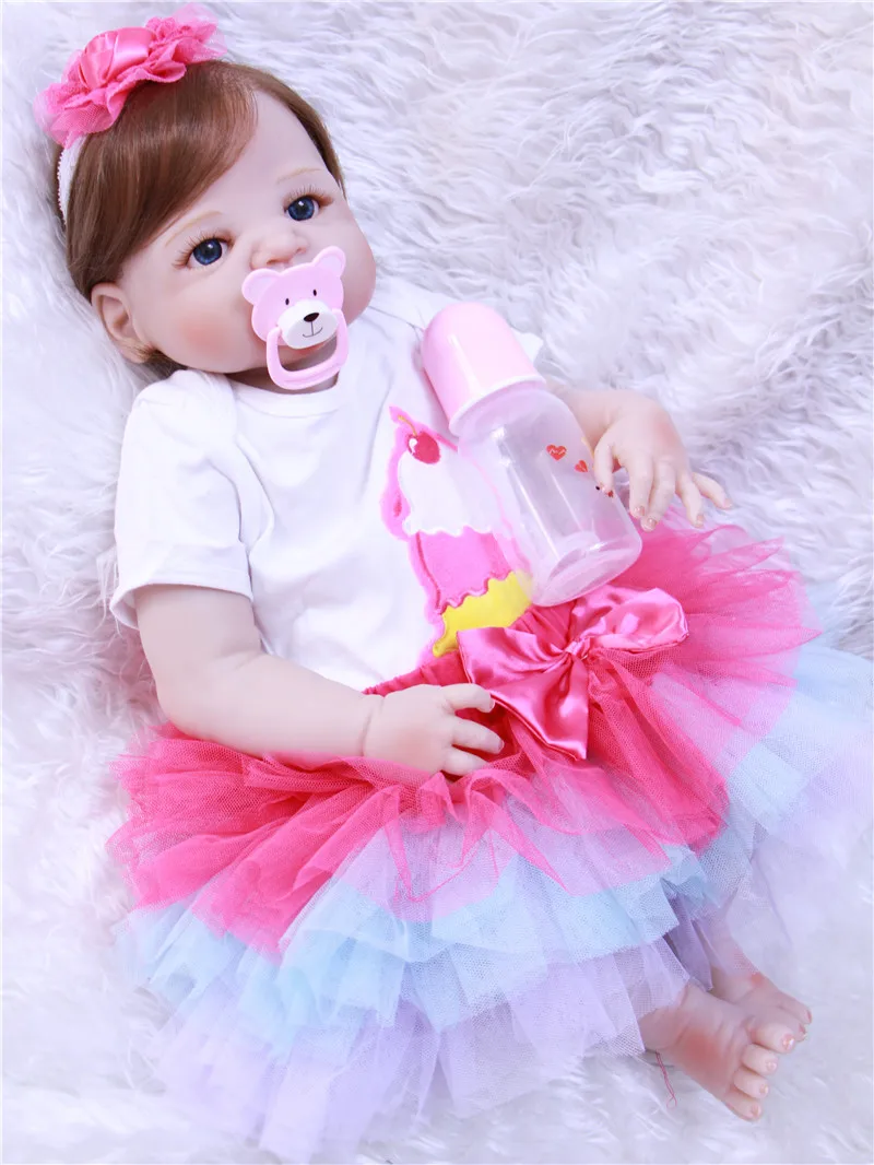 Полностью силиконовая виниловая Кукла Reborn Baby Doll Реалистичная Девочка Младенцы Куклы 23 дюймов 57 см Реалистичная принцесса Дети bebe игрушка reborn bonecas