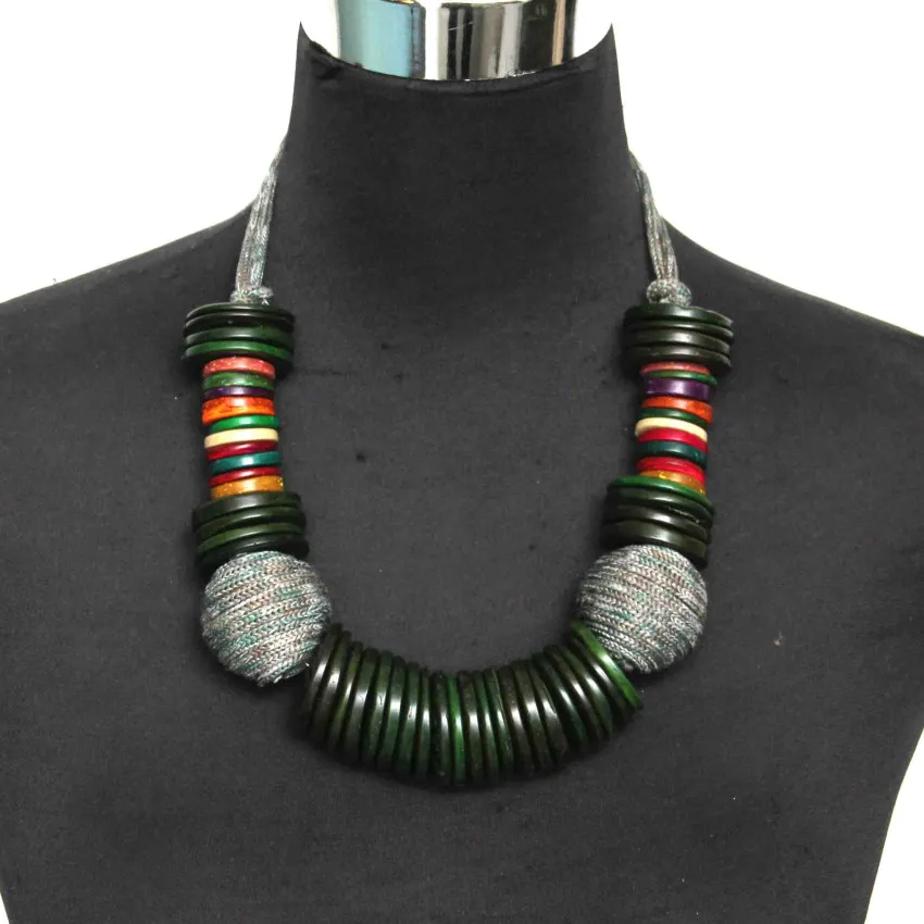 MANILAI Handmade Beach Bohemian Statement Necklace For Women Chunky Choker Coconut shell Collar Necklace Bijoux Femme