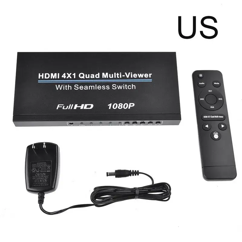 

Ultra HD HDMI 4x1 Quad Multi Viewer Splitter With Seamless Switcher EU/US Full HD 1080P IR Control Splitter With Remote Control
