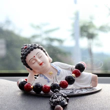 Украшение для автомобиля высокого качества украшение керамический будда маленький монах Автомобильные украшения Майтрея Будда спящий Будда