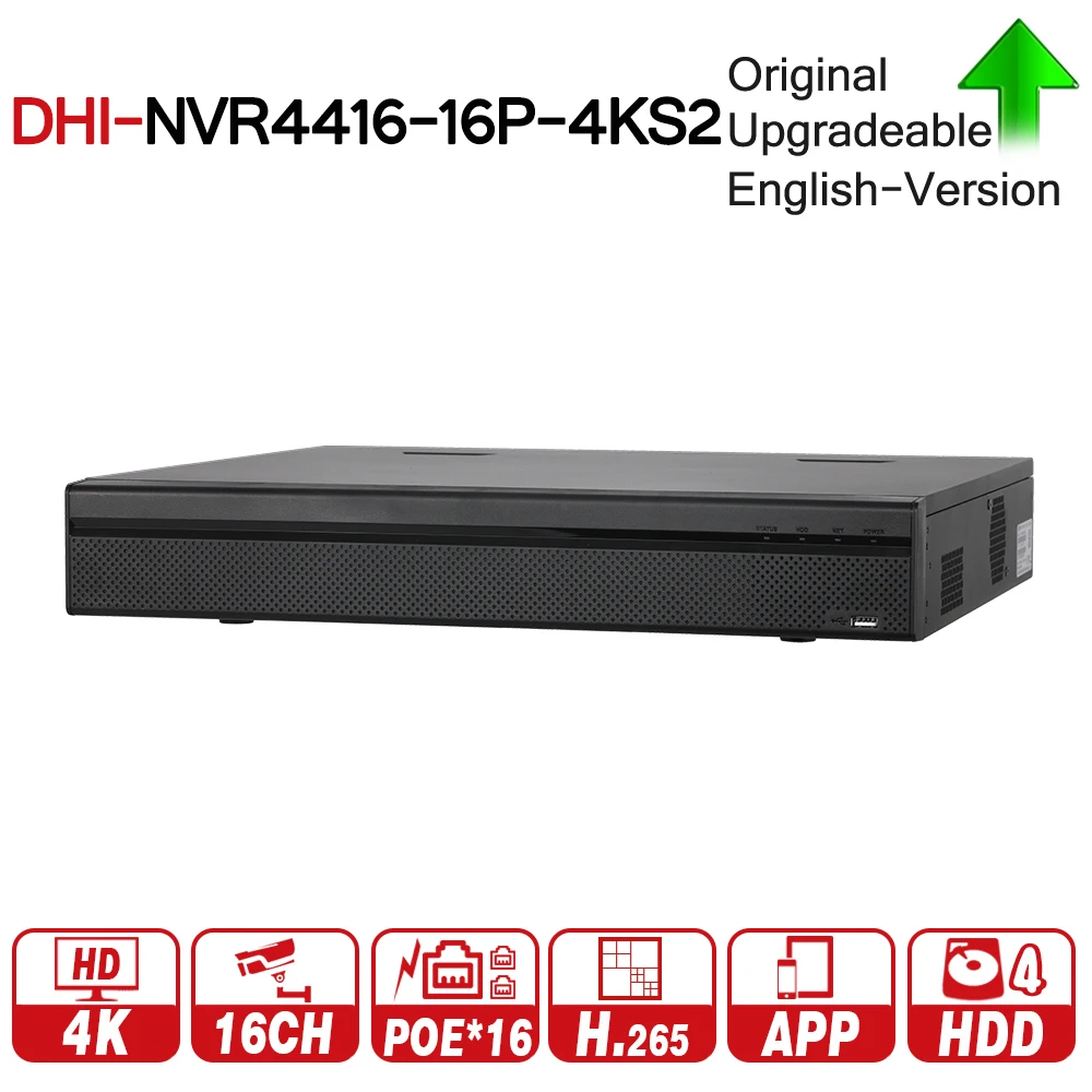 

DH NVR4416-16P-4KS2 with logo original 16CH PoE Port Support Two Way PoE 1.5U H.265 NVR Talk Third Party Network Video Recorder