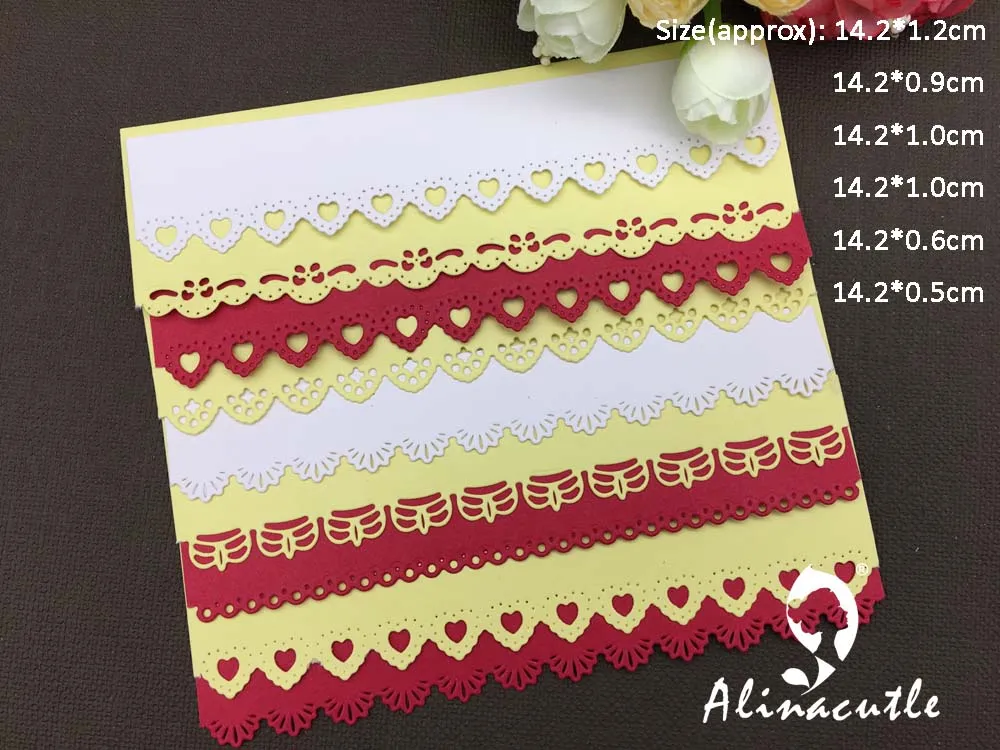 

METAL CUTTING DIES cut alinacraft 6pc lace border heart dot edge Scrapbook paper craft handmade card punchart cutter die cut