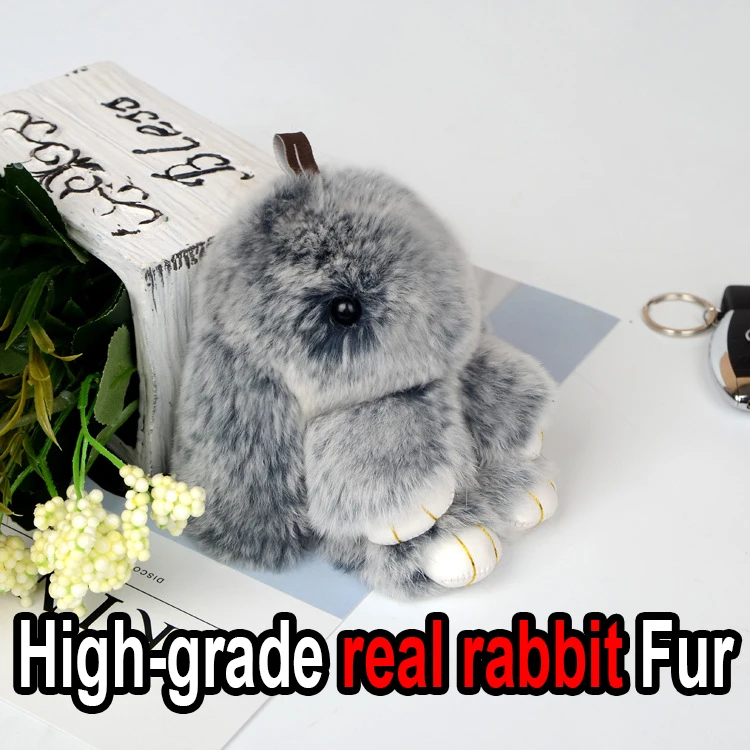New Mini Plush Real rabbit Fur keychain Soft Toys Cute Fashion Kids Dolls pompom fluffy Charm Baby For Girls Women gift | Игрушки и