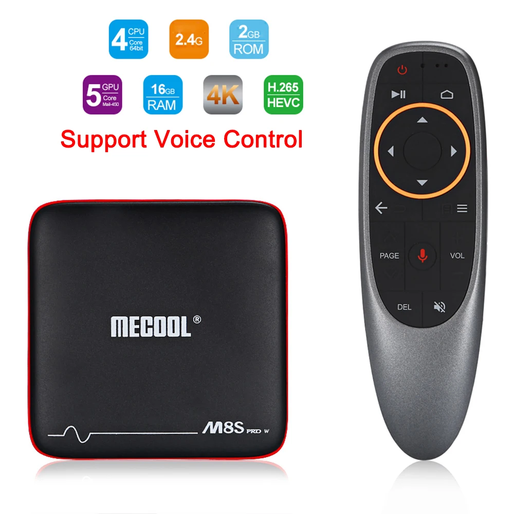 Mecool M8S PRO W Android 7 1 голос Управление ТВ контейнер под элемент питания 2 Гб DDR3 + 16
