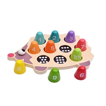 

Montessori small hedgehog childhood Educational toys wooden geometric blocks wooden fun creative digital letter math toys