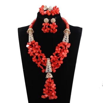 

Red nigerian beads necklaces nigerian beads sets wine wedding african beads jewelry set crystal Free shipping JB098