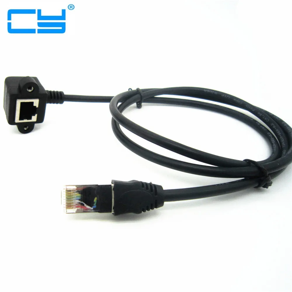 

RJ45 Male to Female 90 Right angle bend Up Downed Panel Mount Ethernet LAN Extension Extender Cable Cord 1m/3FT 1.5m/5FT