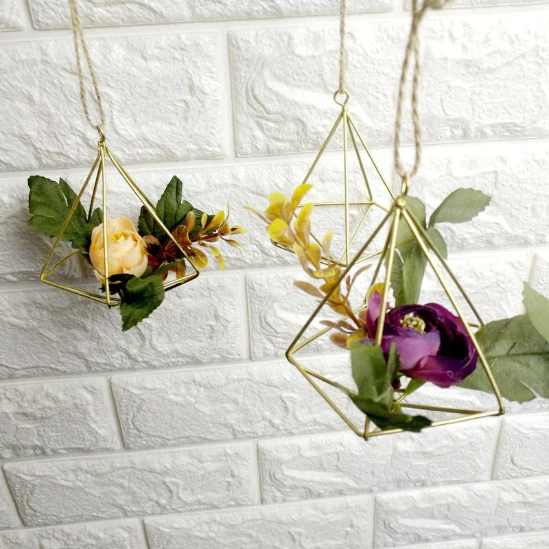 

Modern Metal Crafts Geometry Soilless Cultivation Pots Hanging Ornament Eternal Flower Vase Decor Gifts Home Decor Accessories