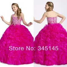 Новое поступление; платье в пол из органзы с лямкой на шее; пышные платья цвета фуксии для девочек с рюшами и бисером; самые популярные Платья с цветочным узором для девочек