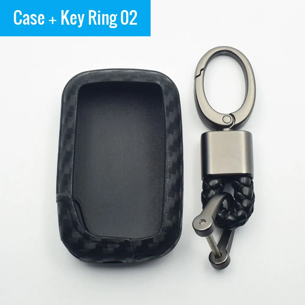 ATOBABI карбоновый волокнистый слой резины Автомобильный ключ чехол для Lexus IS GS RX ES NX LS RC LX 3/4 кнопки умный дистанционный контроль силикон чехол сумка - Название цвета: Case and Key Ring 02