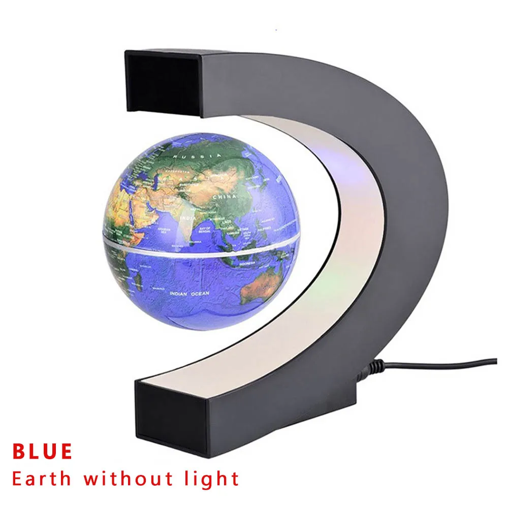 Магнитный левитационный Плавающий глобус Карта мира Светодиодный Свет домашний декор C Форма AU/US/EU/UK вилка - Цвет: UK-blue-no light
