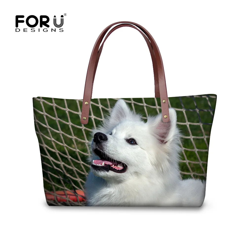 FORUDESIGNS Luxury Designer Women Handbags 3D American Eskimo Dog