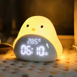 Мультфильм милый Время птица ночник световой будильник силиконовый сенсорный USB светодиодный ночник для детей Детские прикроватные лампы