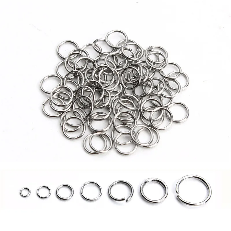 

200pcs/lot Stainless Steel link loop Rings Mix Sizes Open Jump Ring 3 4 5 6 7 8 10mm for DIY Jewelry Materials Connectors F3703