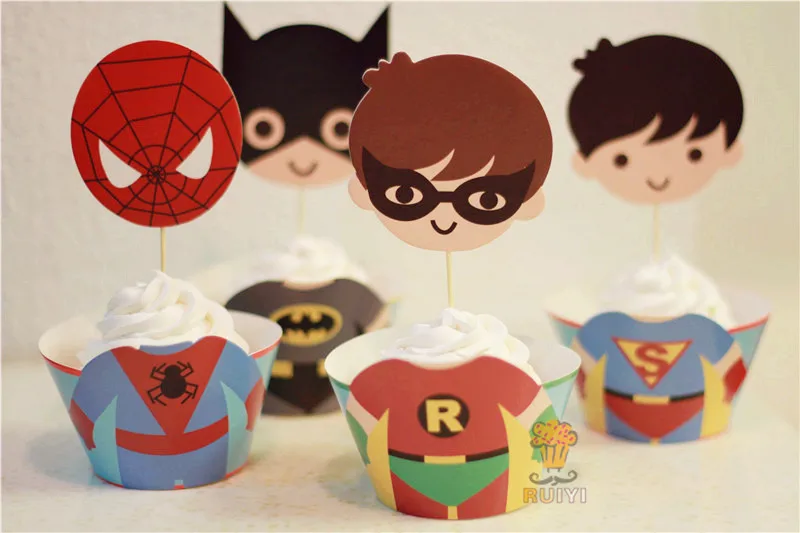 24pcs The Avengers IronMan Spider man super man batman cupcake wrappers kid's party favors cake toppers cupcake cases AW-0050 24pcs The Avengers IronMan Spider man super man batman cupcake wrappers kid's party favors cake toppers cupcake cases AW-0050