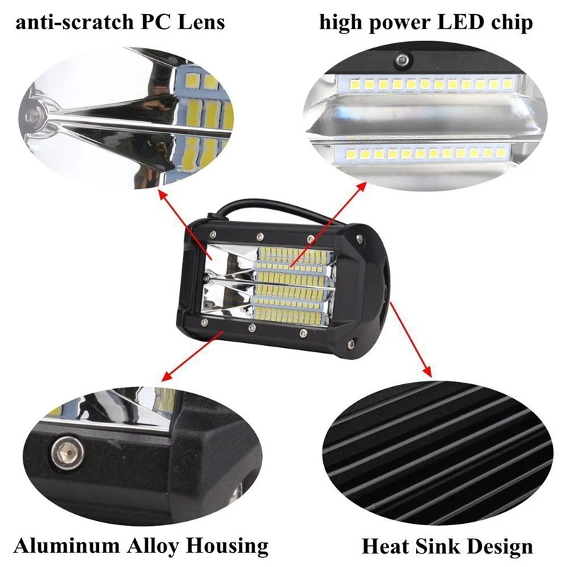 Yait 5 дюймов 72 Вт 3000 К 6000 К внедорожный светодиодный рабочий светильник, светодиодный противотуманный светильник s для грузовиков, внедорожников, вездеходов 4x4 4D точечный луч, светодиодный рабочий светильник
