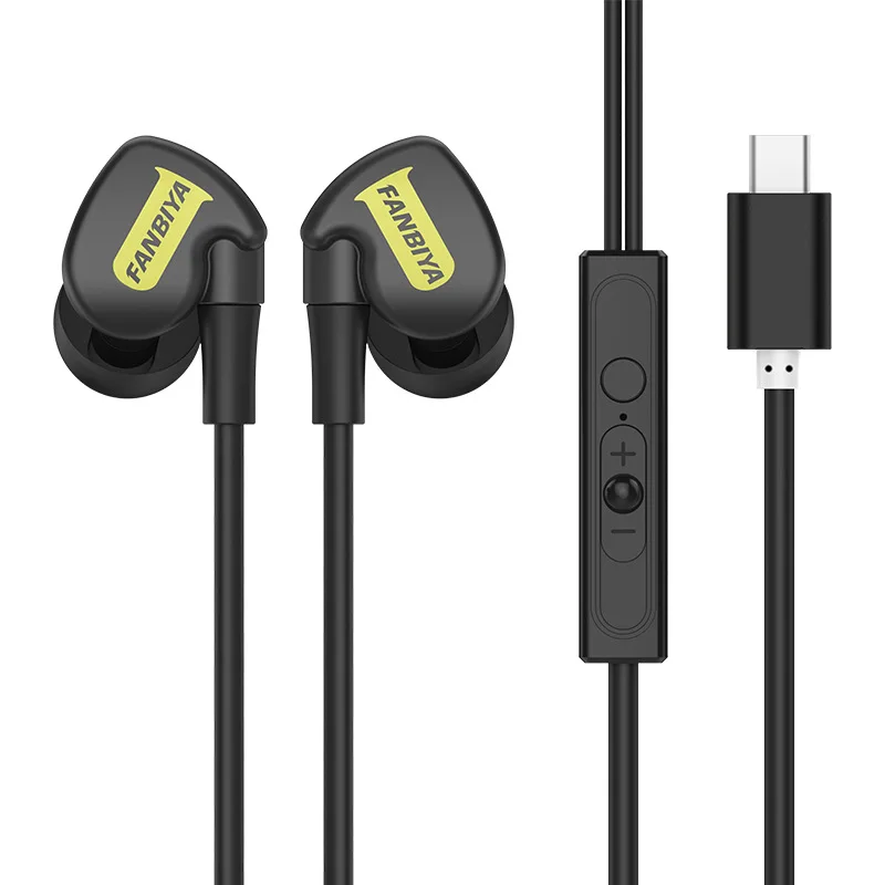 USB Type C наушники стерео музыка гарнитура в ухо проводной микрофон бег спортивные