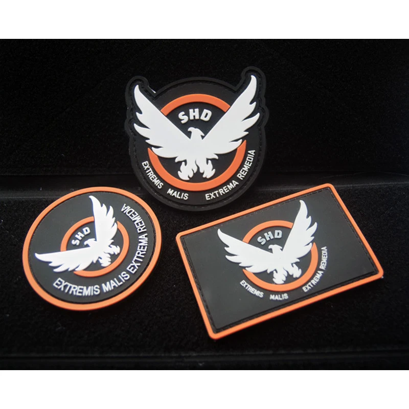 

Three Style Game Airsoft Cosplay PVC Patch The Division SHD Wings Out Badge Morale Military Armband Tactical Rubber Badges