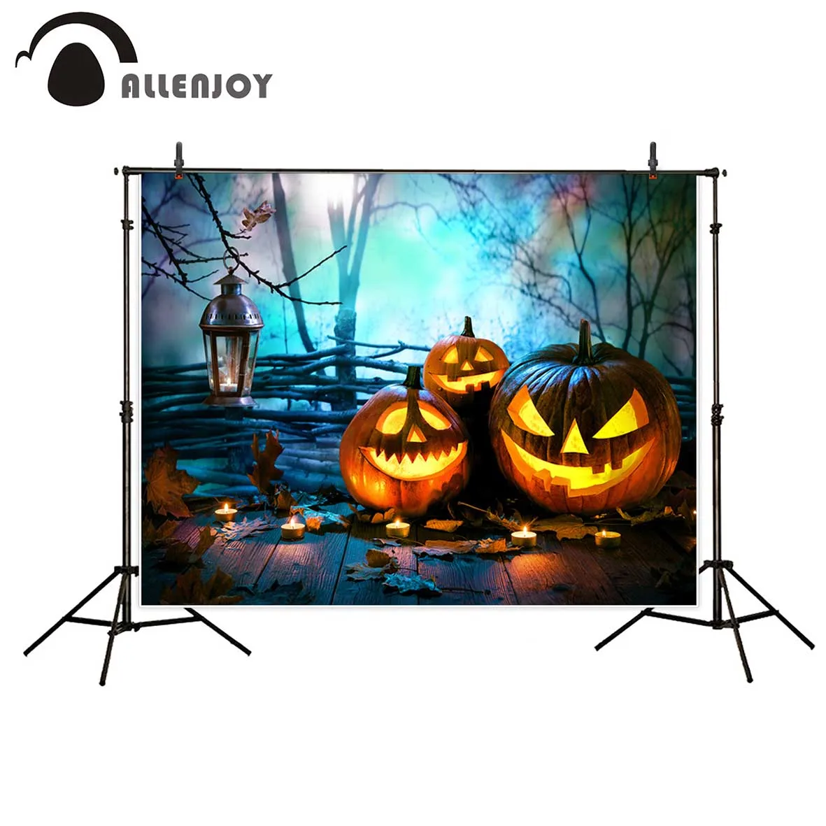 

Allenjoy Halloween backdrop evil pumpkins candles branches photo background photographic background photo booth backdrop