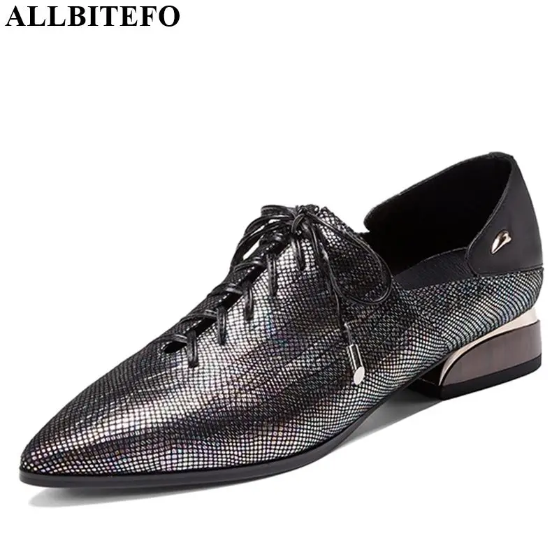 

ALLBITEFO real genuine leather sexy women heels fashion girl ladies high heel shoes new casual new spring autumn high heels