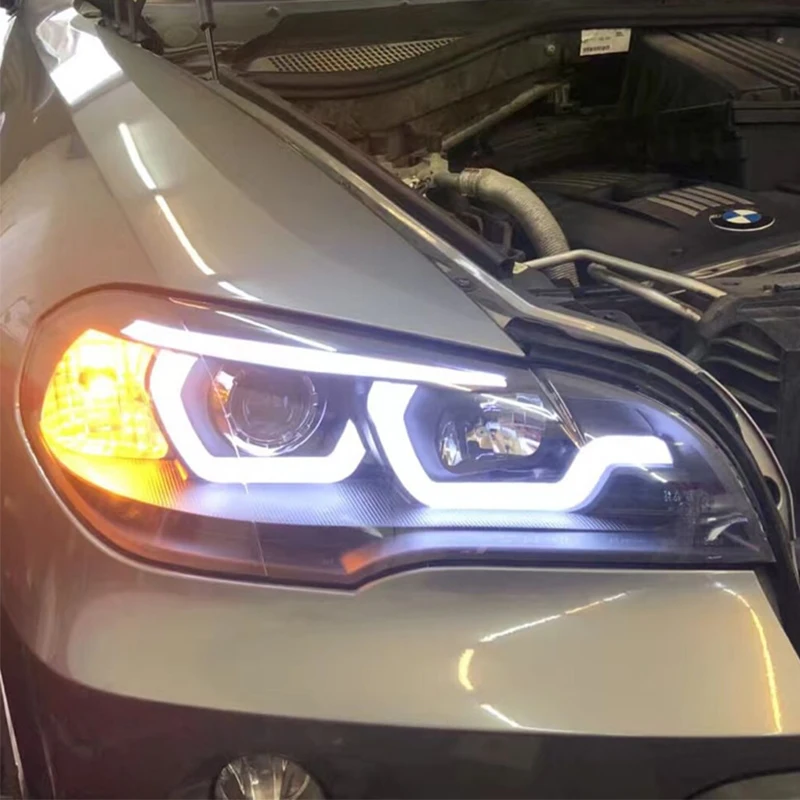 

Car Styling Head Lamp for X5 Headlights 2007-2013 E70 Angel Eye Headlight LED DRL Signal Lamp Hid Bi Xenon Auto Accessories