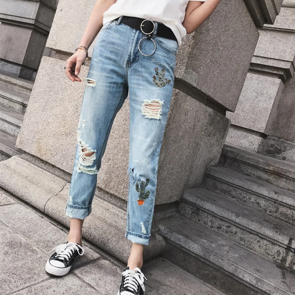 Women's Jeans High Waist Harem Pants Casual Loose Elastic