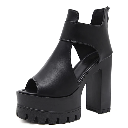 Gdgydh/Прямая поставка; женская летняя обувь с открытым носком; Новое поступление года; босоножки на высоком каблуке; женская обувь на платформе с молнией; высота каблука 13 см - Цвет: black