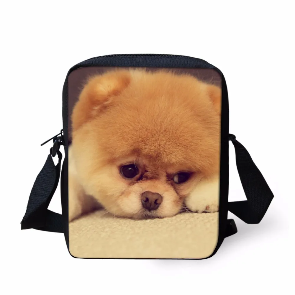 FORUDESIGNS Cute 3D Pomeranian Women Mini Messenger Bag Travel Casual
