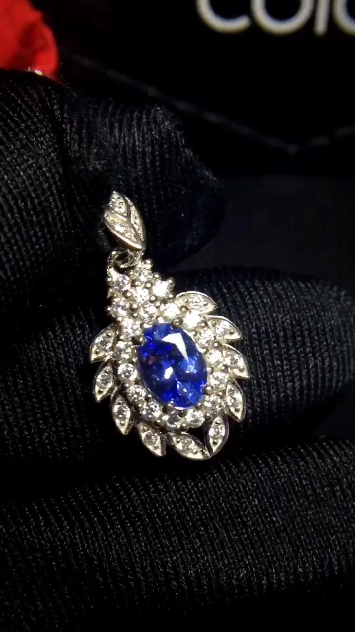 Retro grace ronde fruit naturel bleu tanzanite gem pendentif naturel pierre gemme pendentif collier
