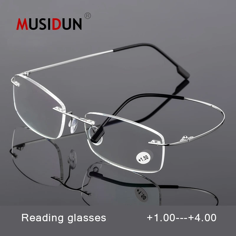 

Folding Rimless Reading Glasses Men Women Ultra-Light Memory titanium Presbyopic +1.0 +1.5 +2.0 +2.5 +3.0 +3.5 +4.0 Q123