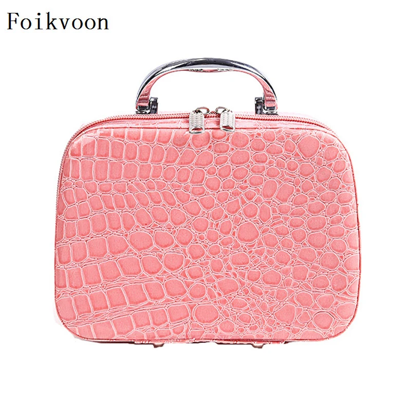 

New Cosmetic Cases Woman Multifunction Leather Capacity Ladies Cosmetic Cases Practical Stone pattern Color Girls Travel Bags
