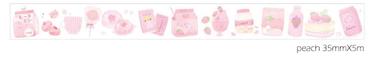 peach 35mmX5m 15-50мм* 5 м Kawaii милый клубничный десерт Васи клейкие наклейки Скрапбукинг маскирующая лента школьные принадлежности пуля журнал sl1927 - Цвет: peach 35mmX5m