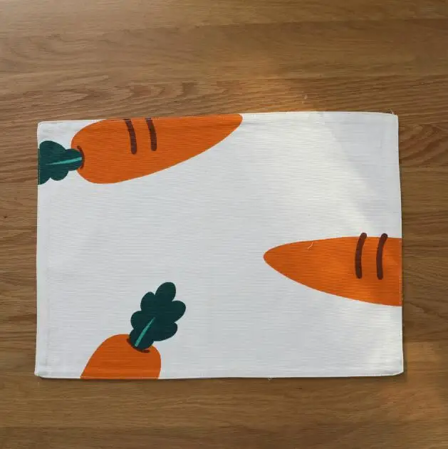 

Reusable Textile Table Mat Home and Garden American Style Printed Carrot Series Cotton Fabric Napkin Kitchen Towel