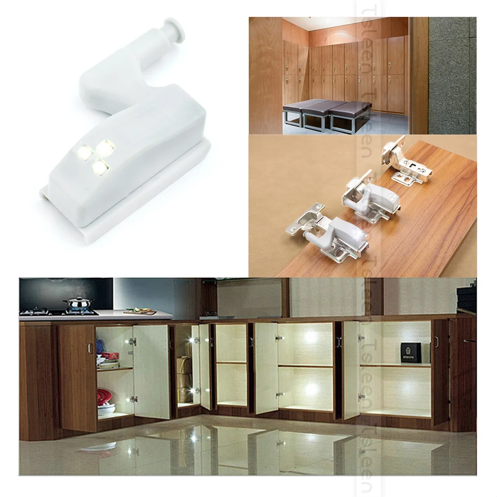 

TSLEEN Free Shipping! 16PCS LED Sensor Lamp Kitchen Cabinet Cupboard Closet Wardrobe Hinge Lights System 0.2W luminaria