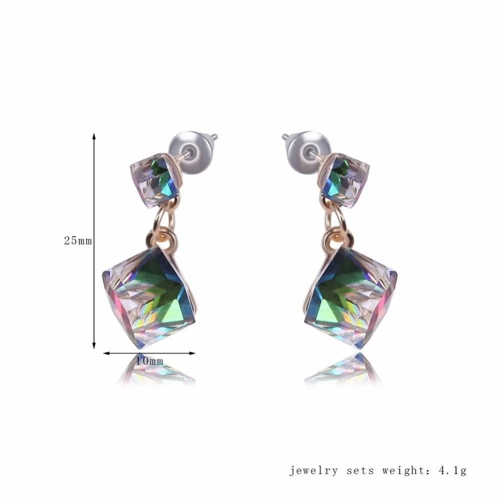 Fashion Crystal Earrings for Women Dangle Silver Earrings Studs Wedding Earring Jewelry 4 Colors Fashion Jewelry