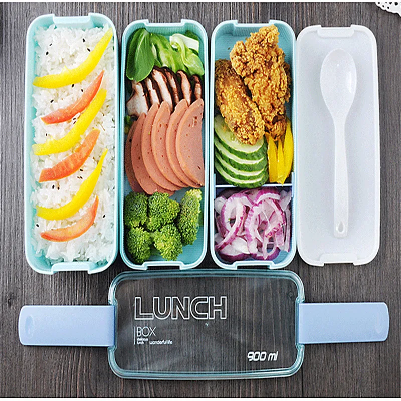 Portable 3 Layer Lunch boxes Healthy Food Container Microwave Oven