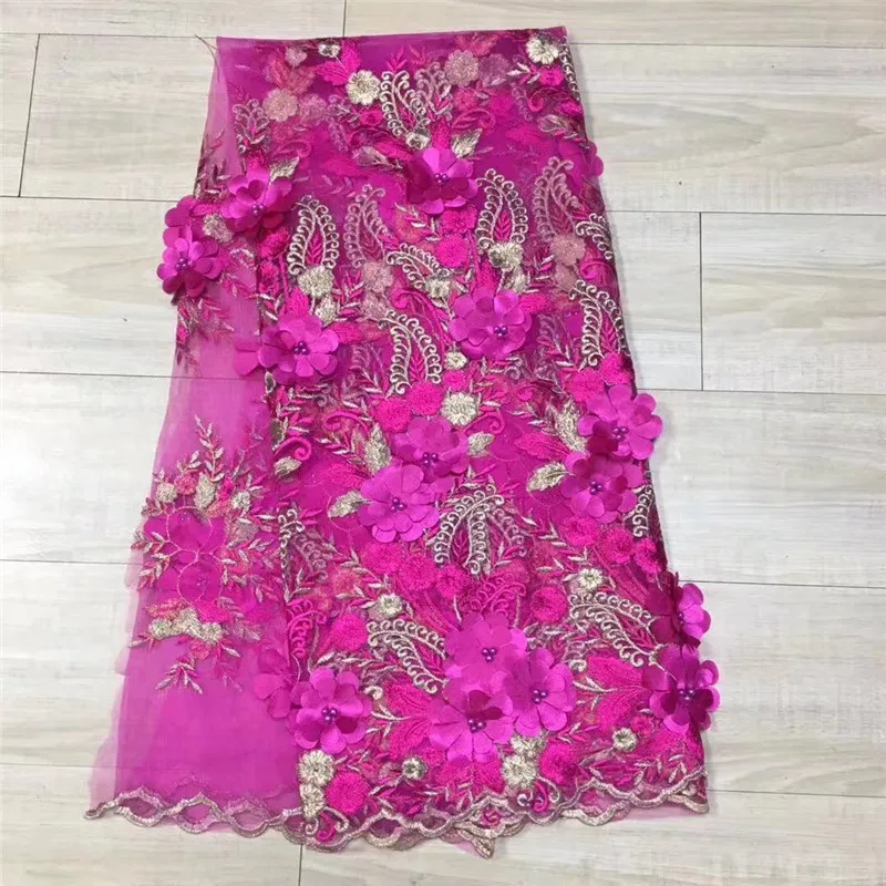 

High-end fashion French Lace Fabric High Quality African Tulle Embroidered flower transparent net Lace Fabric For Wedding !wd12