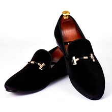 Harpelunde Men Fashion Shoes Buckle Strap Wedding Shoes Black Velvet Loafers Size 6-14