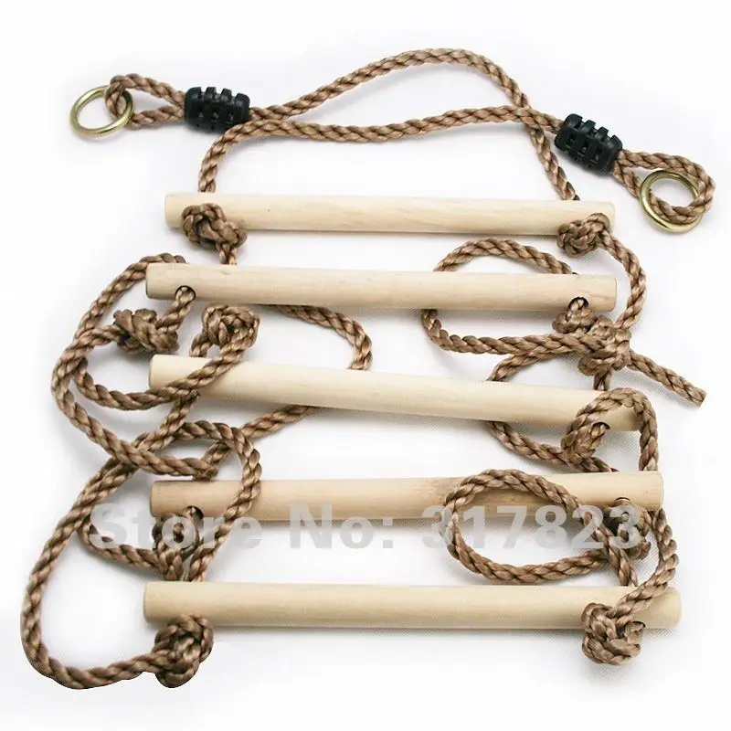 6.2FT WOODEN ROPE LADDER SLIDE PLAYGROUND SWING SET SAFE AND FUN